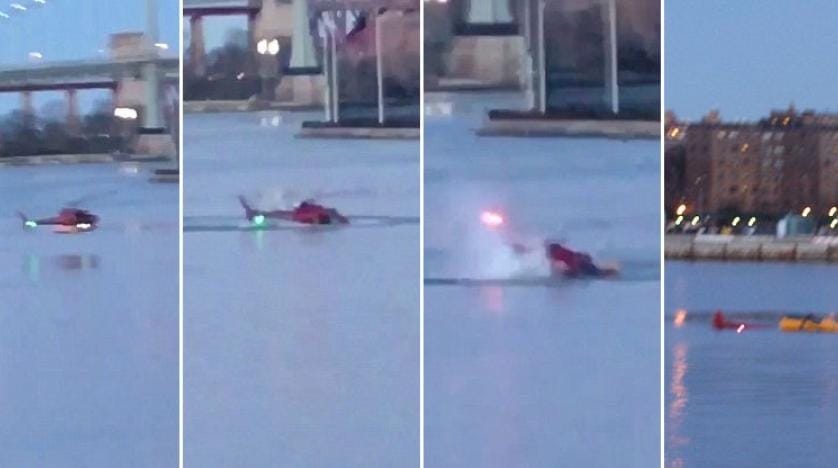 New York’ta nehre düşen helikopterin düşme anı