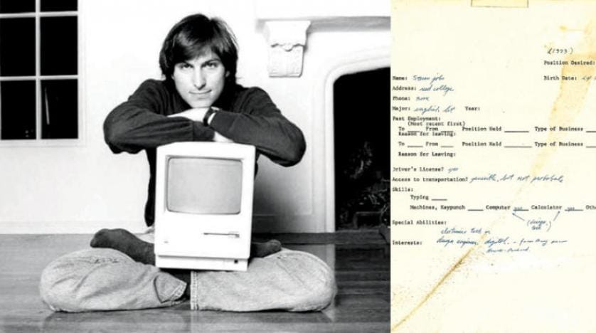 Steve Jobs’un yazdığı iş başvuru formu 174 bin dolara satıldı