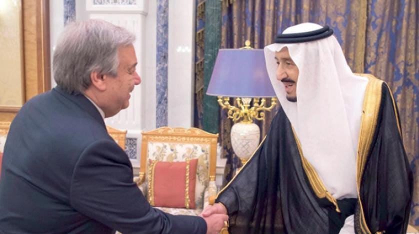 Kral Selman, yardım faaliyetlerini görüşmek üzere Guterres’le bir araya geldi