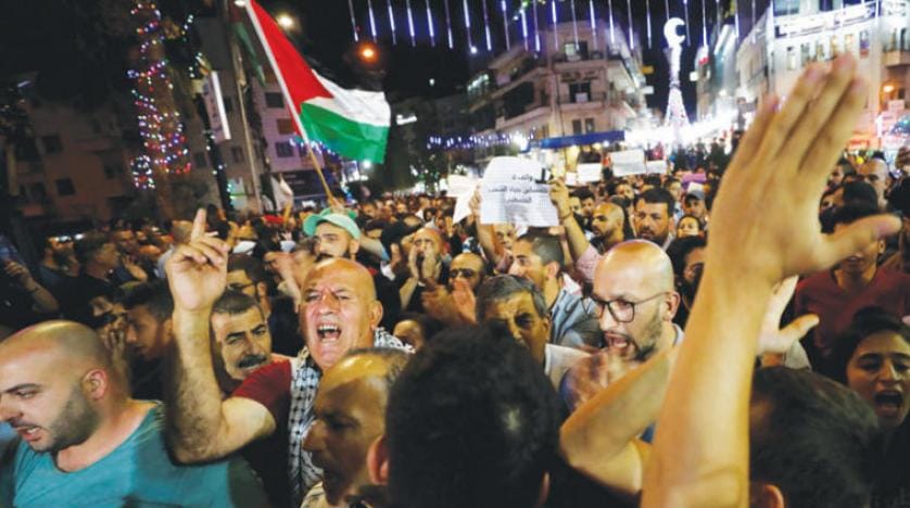 Gazze’deki yaptırımlar Ramallah’ta protesto edildi