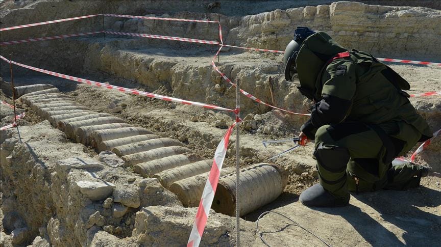 Çanakkale’de patlamamış top mermisi bulundu